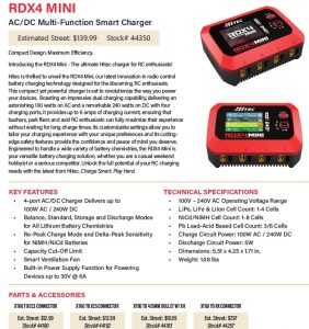 Hitec RDX4 Mini AC/DC Multi-Function Smart Charger
